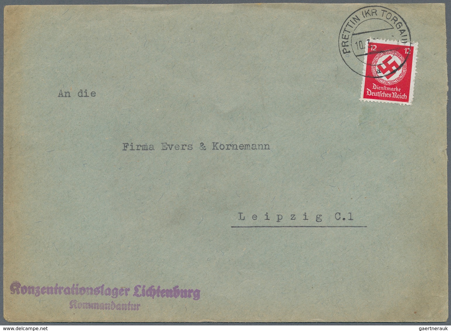 KZ-Post: KZ LICHTENBERG: 1944, Brief Mit Dem Seltenen Stempel "Konzentrationslager Lichtenberg Komma - Covers & Documents