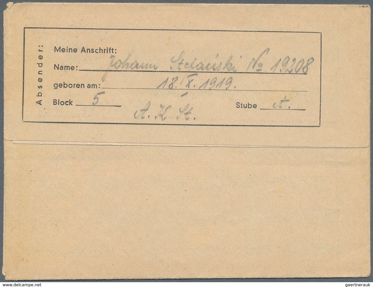 KZ-Post: 1944 (19.1.), Vordruck-Faltbrief Eines Schutzhäftlings Beim Aussenkdo. Steyr-Münichholz Des - Covers & Documents