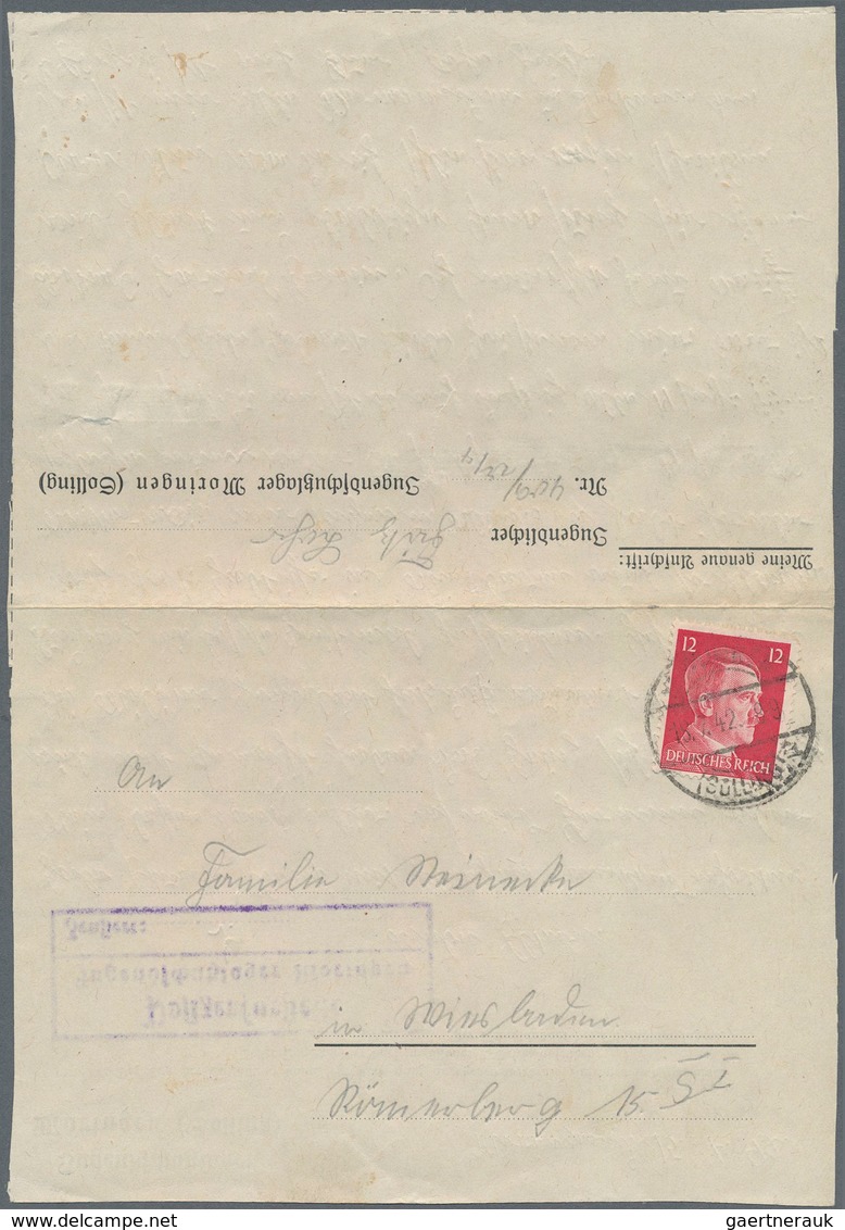 KZ-Post: 1942/1944, Zwei Faltbriefe (versch. Vordrucke !) Eines Jugenlichen Aus Dem Jugendschutzlage - Covers & Documents