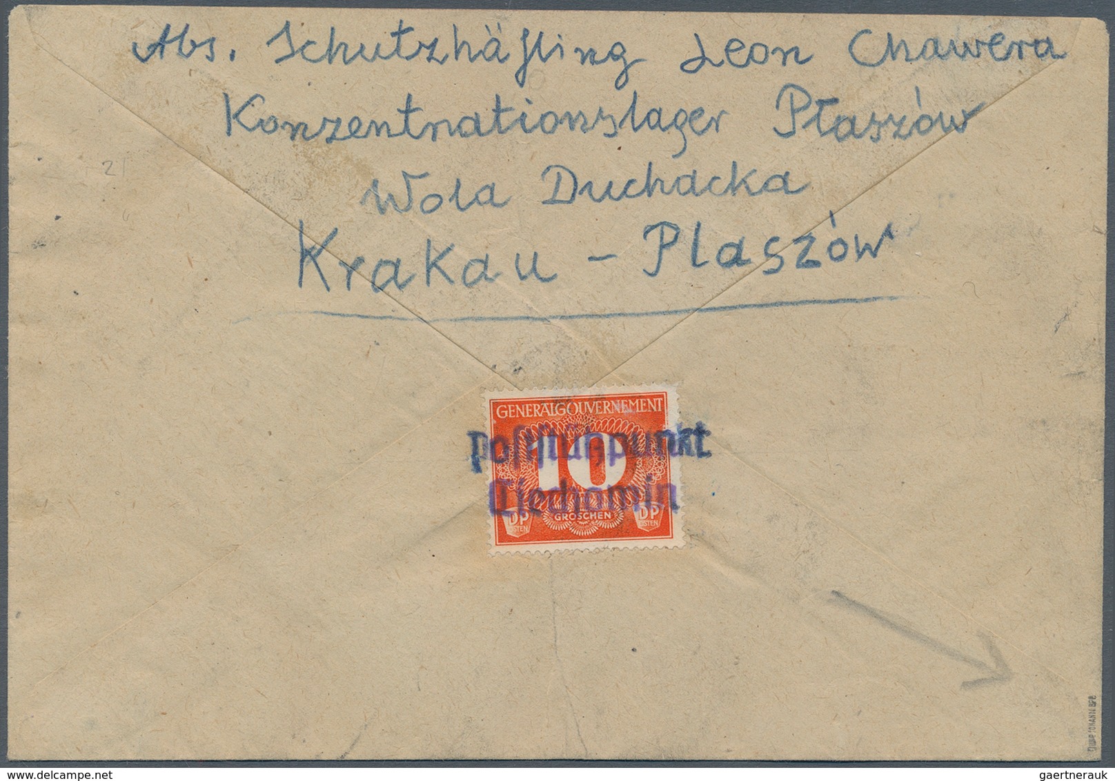 KZ-Post: KZ PLASZOW: 1943, Brief Eines Schutzhäftlings Im KZ In Den Distrikt Lubelski, Links Oben Hd - Covers & Documents