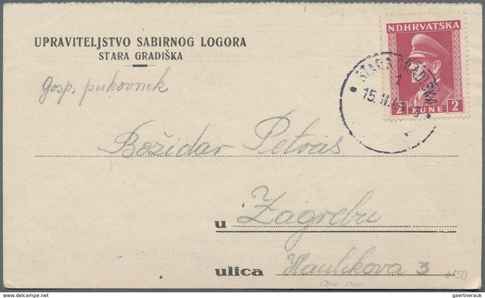 KZ-Post: 1942/1944, Fünf Vordruckkarten Von Häftlingen Aus Den Kroatischen Konzentrationslagern Star - Covers & Documents