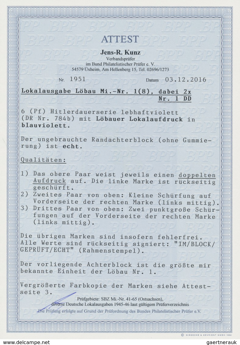 Deutsche Lokalausgaben Ab 1945: Löbau: 1945, 6 Pfg. Lebhaftviolett Mit Kopfstehendem, Blauviolettem - Autres & Non Classés