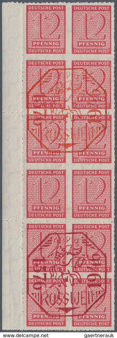 Deutsche Lokalausgaben Ab 1945: ROSSWEIN, 12 Pfg , Senkrechter 12er-Block, Die Unteren Vier Marken M - Autres & Non Classés