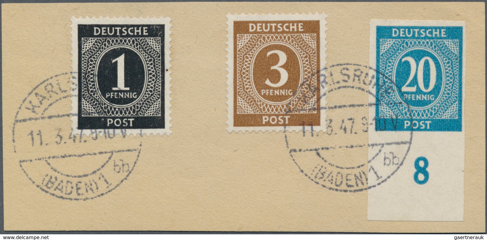 Alliierte Besetzung - Gemeinschaftsausgaben: 1946, Ziffern 20 Pf. Cyanblau UNGEZÄHNT Vom Unterrand M - Other & Unclassified