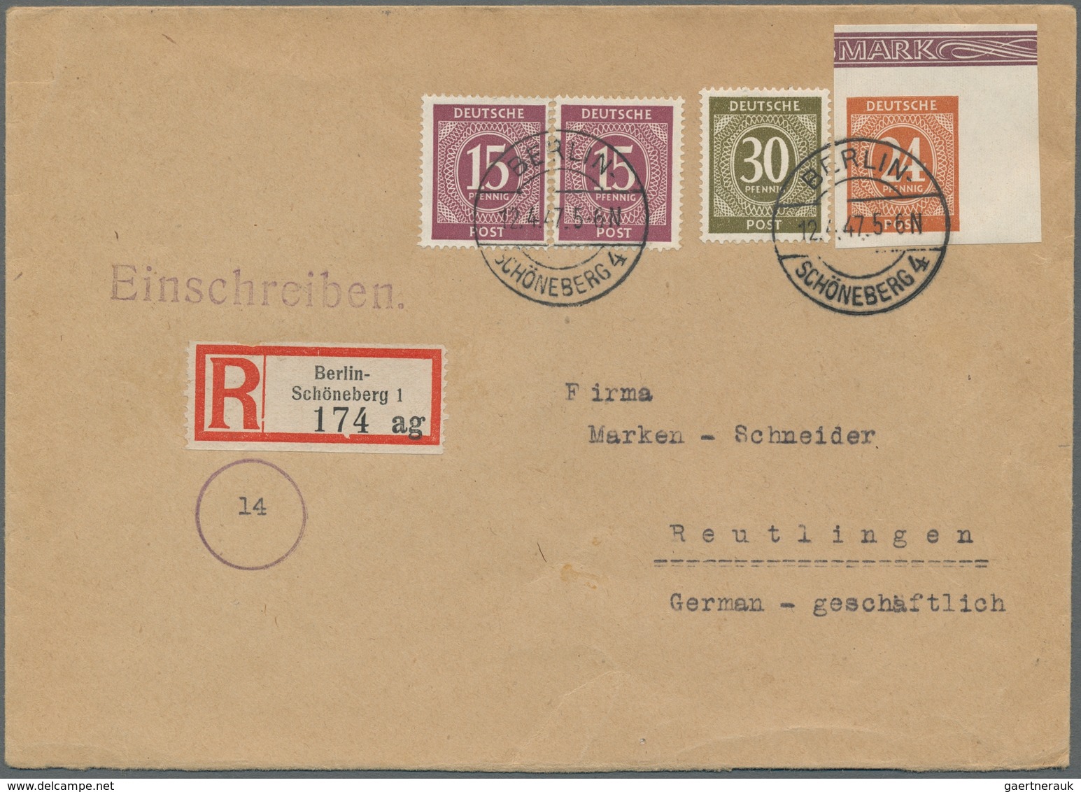 Alliierte Besetzung - Gemeinschaftsausgaben: 1946, "24 Pfg. Blockeinzelmarke Geschnitten" Mit Zusatz - Other & Unclassified