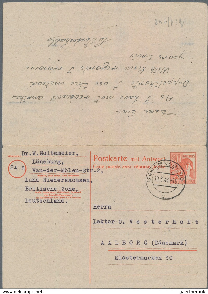 Alliierte Besetzung - Gemeinschaftsausgaben: 1948, 30 Pfg. Doppelkarte Der Arbeiterserie Ab LÜNEBURG - Autres & Non Classés