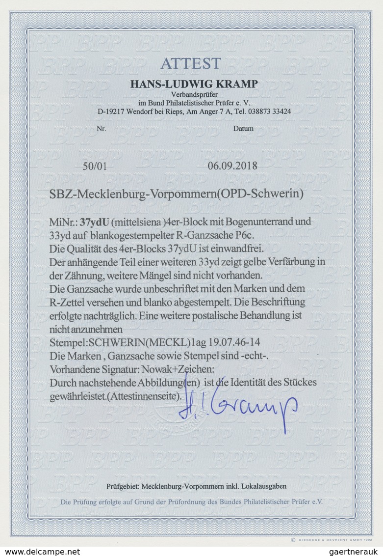 Sowjetische Zone - Mecklenburg-Vorpommern: 1946, Abschiedsausgabe 15 Pf Mittelsiena Im UNGEZÄHNTEN V - Autres & Non Classés