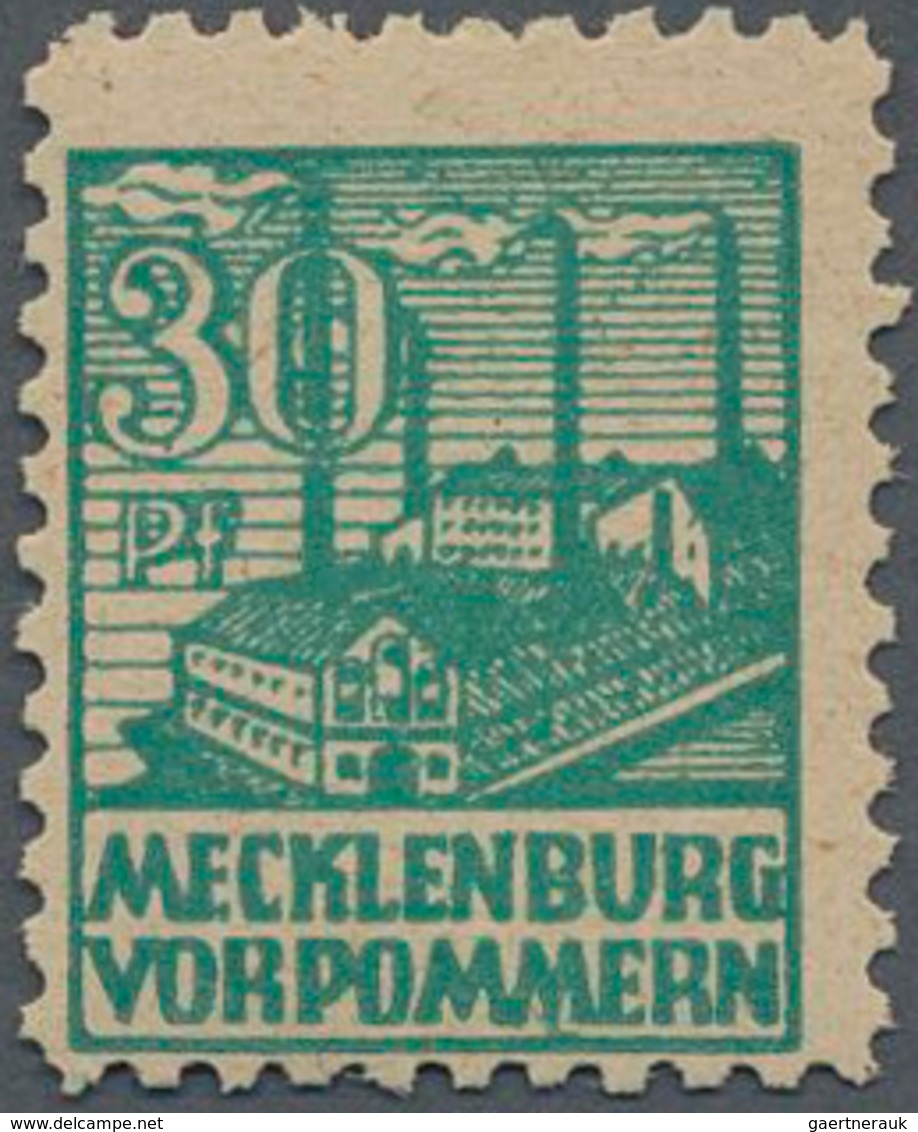 Sowjetische Zone - Mecklenburg-Vorpommern: 1946, 30 Pf Dunkelopalgrün, Tadellos Postfrisch, Fotoatte - Other & Unclassified