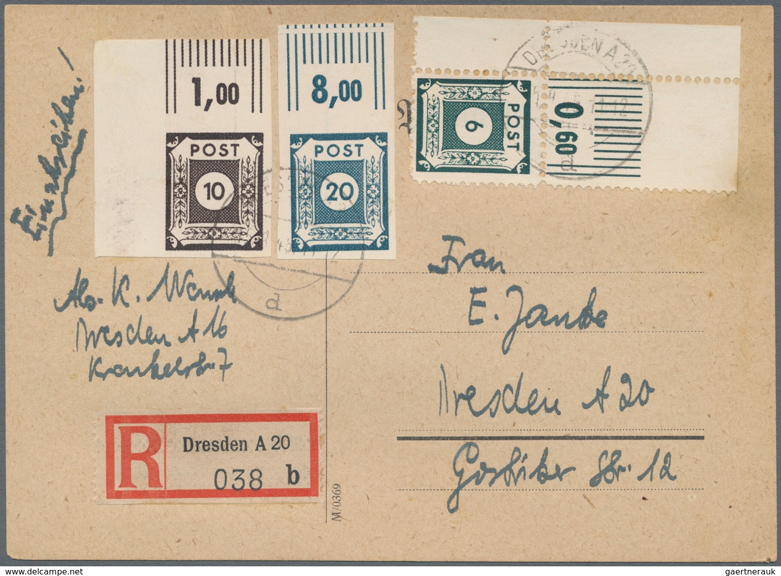 Sowjetische Zone - Ost-Sachsen: 1945, 6 Pfg. Amtliche Versuchszähnung L 11, Oberes Linkes Eckrandstü - Other & Unclassified