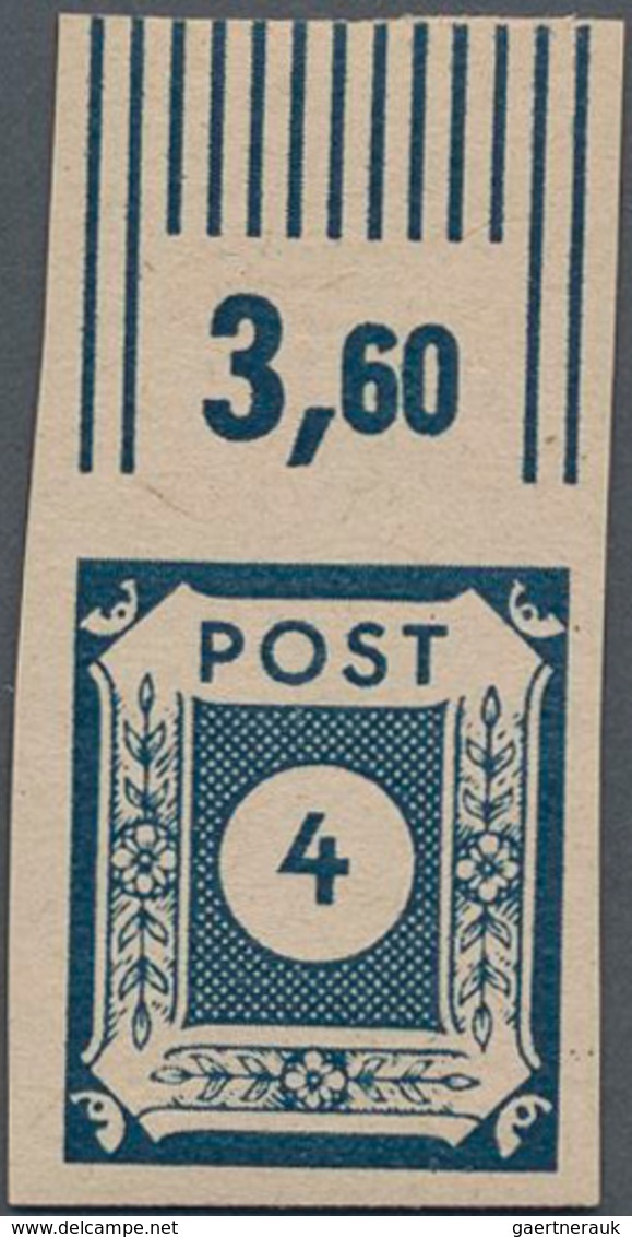 Sowjetische Zone - Ost-Sachsen: 1945, 4 Pf Schwarzblau Postfrisch Vom Oberrand, Tadellos, Fotoattest - Autres & Non Classés
