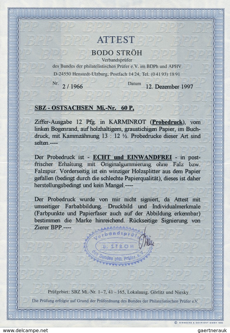 Sowjetische Zone - Ost-Sachsen: 1945, 12 Pfg Karminrot, Postfrisches Linkes Randstück (!) Des Selten - Other & Unclassified