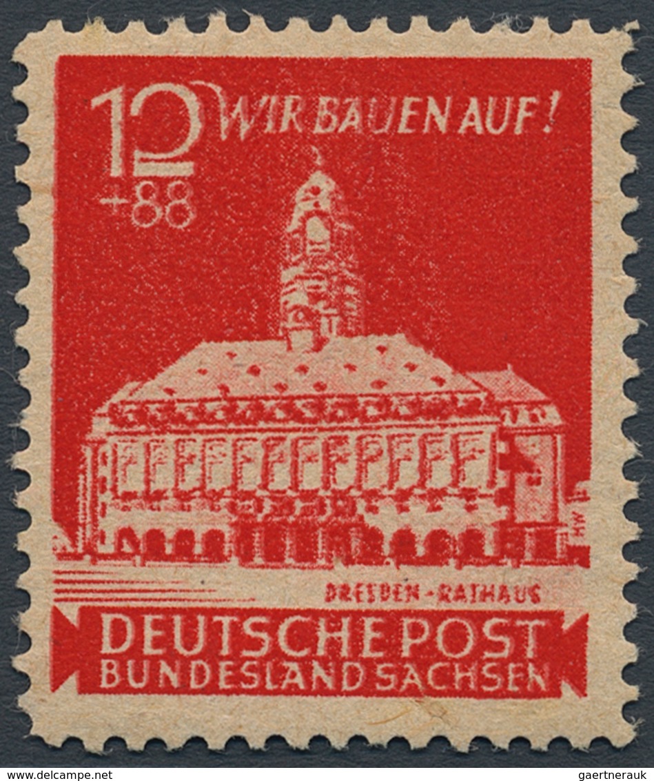 Sowjetische Zone - Ost-Sachsen: 1946, 6 Pfg Wiederaufbau Dunkelgraugrün Mit Zähnungsabart L 11 : 11½ - Other & Unclassified