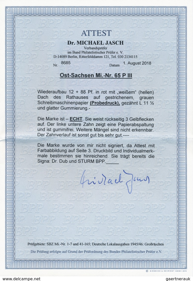 Sowjetische Zone - Ost-Sachsen: 1946, 6 Pfg Wiederaufbau Dunkelgraugrün Mit Zähnungsabart L 11 : 11½ - Sonstige & Ohne Zuordnung