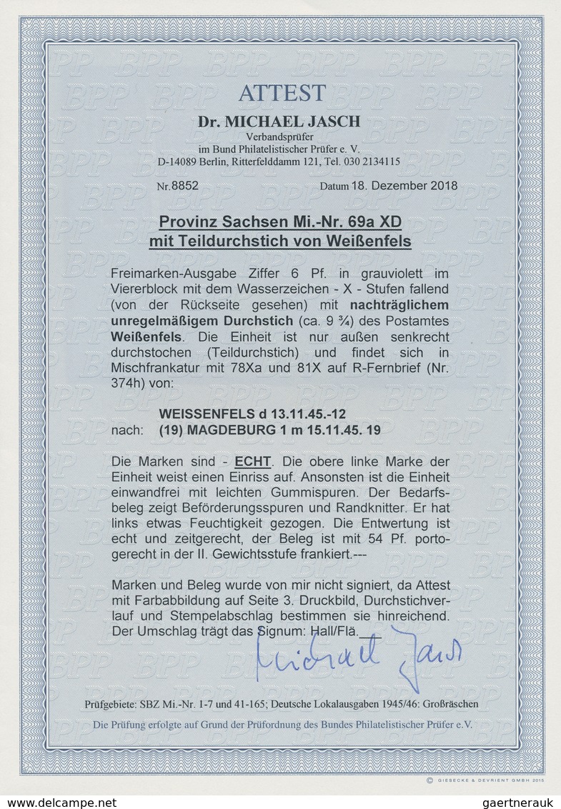 Sowjetische Zone - Provinz Sachsen: 1945, Provinzwappen 6 Pf Grauviolett Mit Nachträglichem Unregelm - Autres & Non Classés