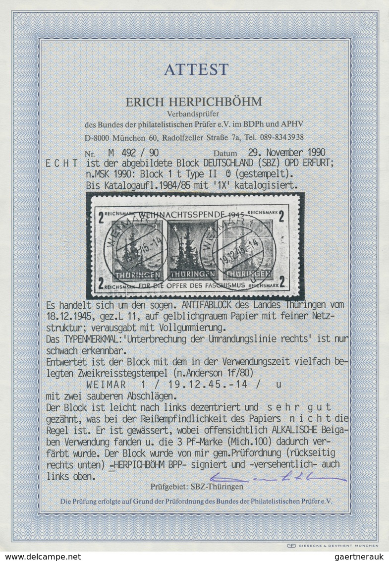 Sowjetische Zone - Thüringen: 1945, Antifa-Block Auf Gelblichgrauem Papier In Type II, Glasklar Gest - Other & Unclassified