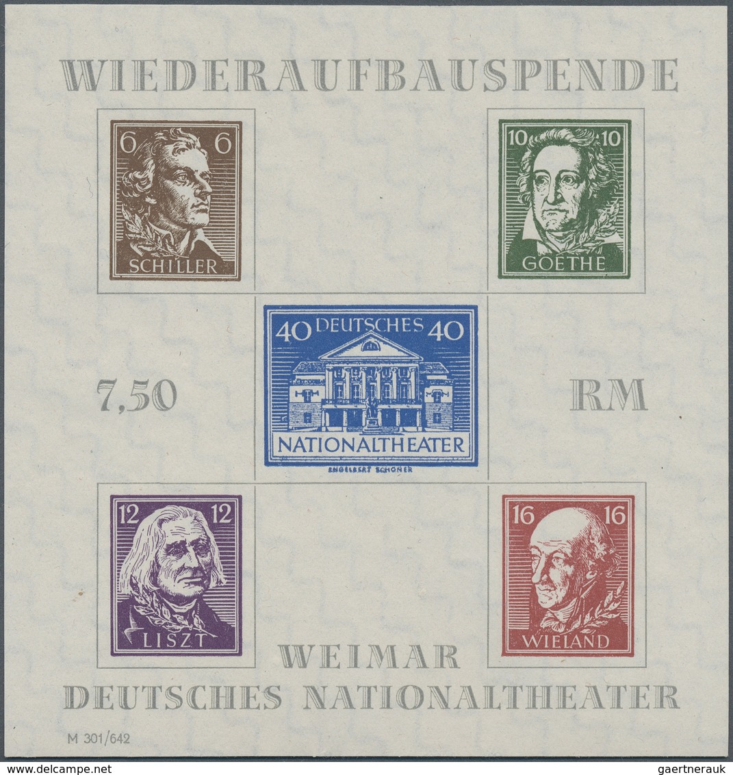 Sowjetische Zone - Thüringen: 1946, Theaterblock Mit Wz. YZ "Stufen Steil Steigend" (von Der Rücksei - Sonstige & Ohne Zuordnung