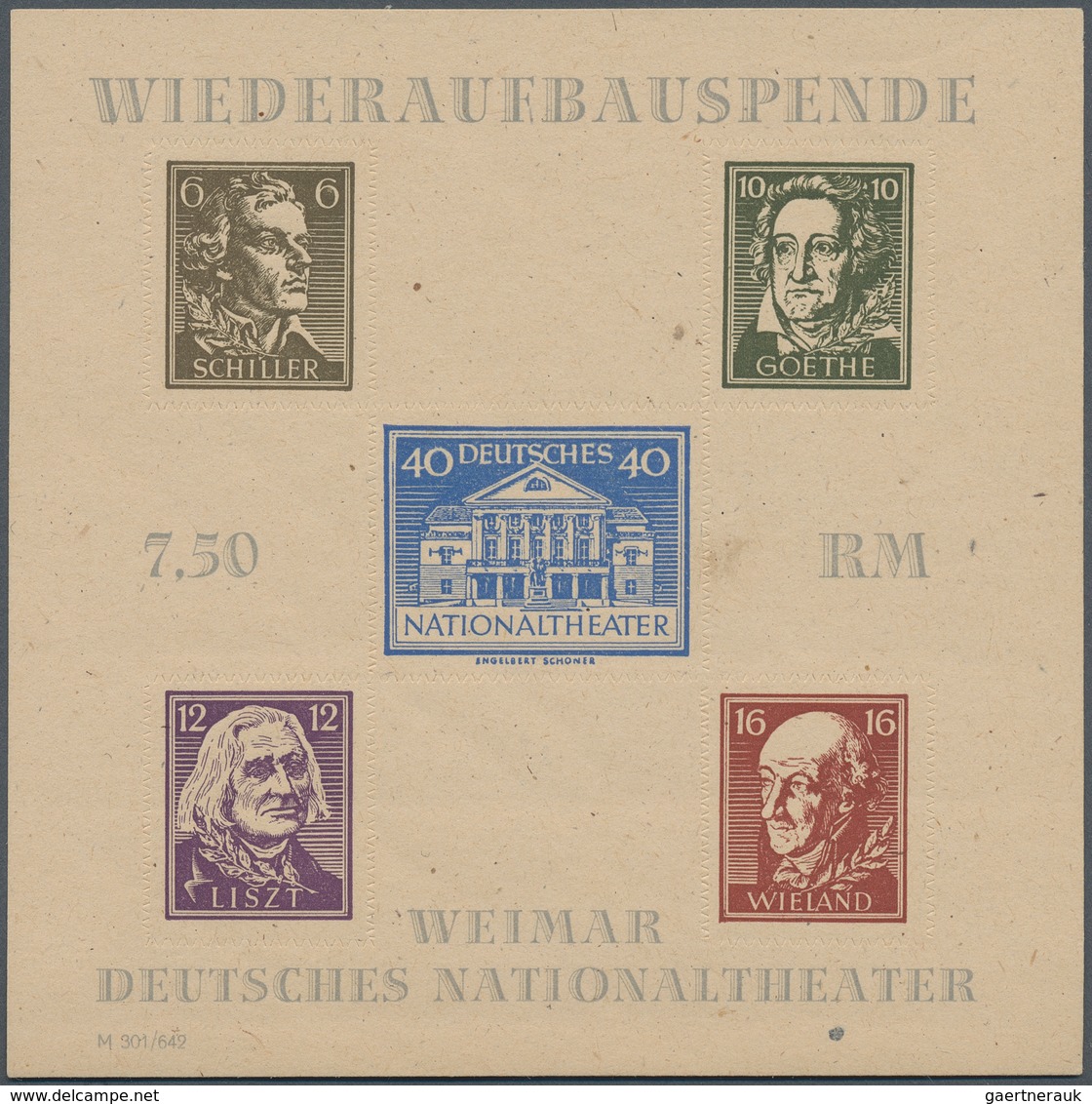 Sowjetische Zone - Thüringen: 1946, Theaterblock Auf Holzhaltigem, Gelblichem Papier Mit 6 Pfg. Mark - Autres & Non Classés