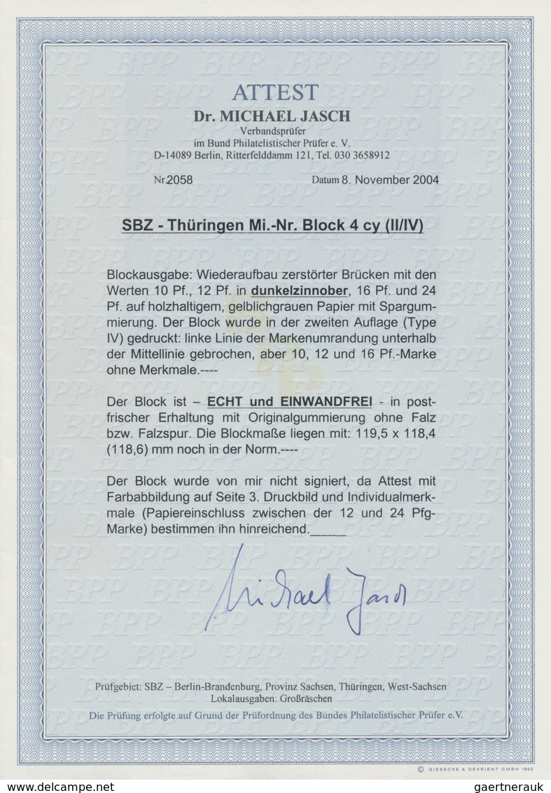 Sowjetische Zone - Thüringen: 1946, Wiederaufbau-Aufbaublau Mit 12 Pfg. Dunkelzinnober, Einwandfrei - Sonstige & Ohne Zuordnung