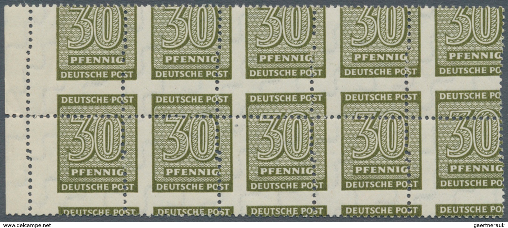 Sowjetische Zone - West-Sachsen: 1945, 30 Pfg. Ziffer Postfrisch, Total Verzähnter 10-er-Block Vom L - Sonstige & Ohne Zuordnung