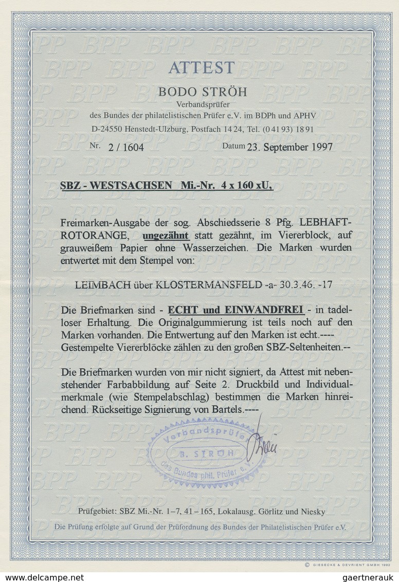 Sowjetische Zone - West-Sachsen: 1945, 3, 6, 8 Und 12 Pfg Abschied Ohne Wasserzeichen Jeweils Im Ung - Autres & Non Classés