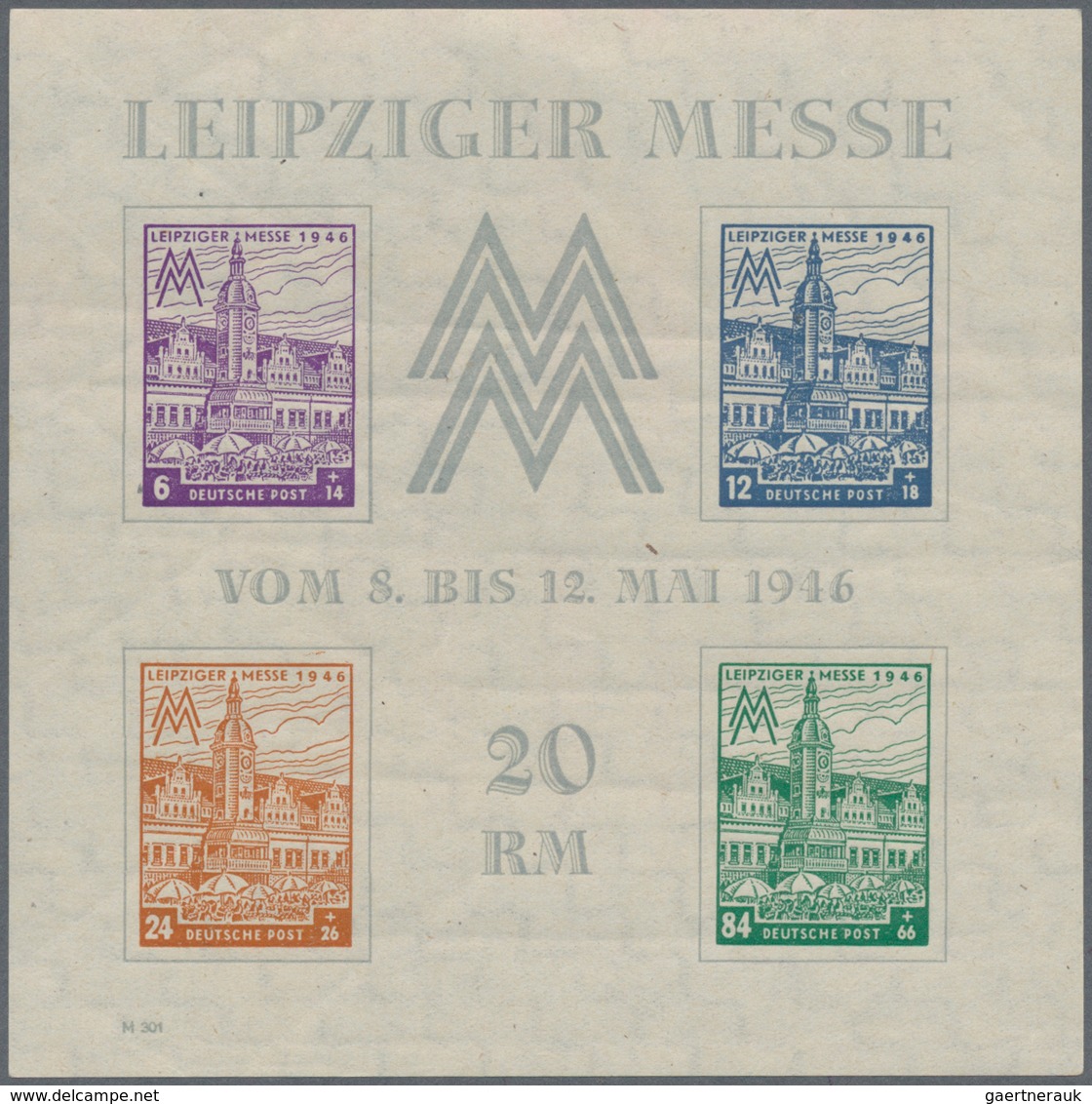 Sowjetische Zone - West-Sachsen: 1946, Blockausgabe Zur Leipziger Messe, Beide Wasserzeichen-Variant - Sonstige & Ohne Zuordnung