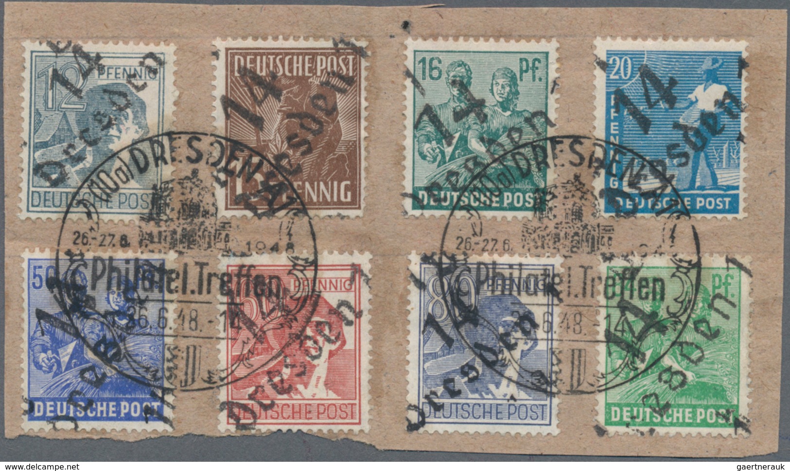 Sowjetische Zone - Bezirkshandstempel - II - Bez. 14 (Dresden): 1948, 2-84 Pfg. Arbeiter Mit Handste - Other & Unclassified