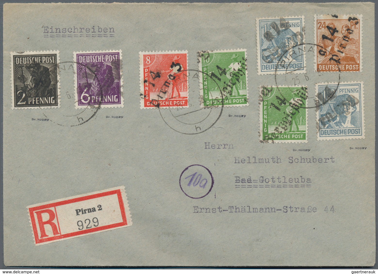 Sowjetische Zone - Bezirkshandstempel - II - Bez. 14 (Dresden): 1948, "14/Berggießhübel" Auf 10 Pfg. - Other & Unclassified