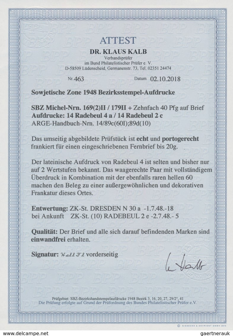 Sowjetische Zone - Bezirkshandstempel - II - Bez. 14 (Dresden): 1948, 10 Pfg. Arbeiter Mit Handstemp - Other & Unclassified