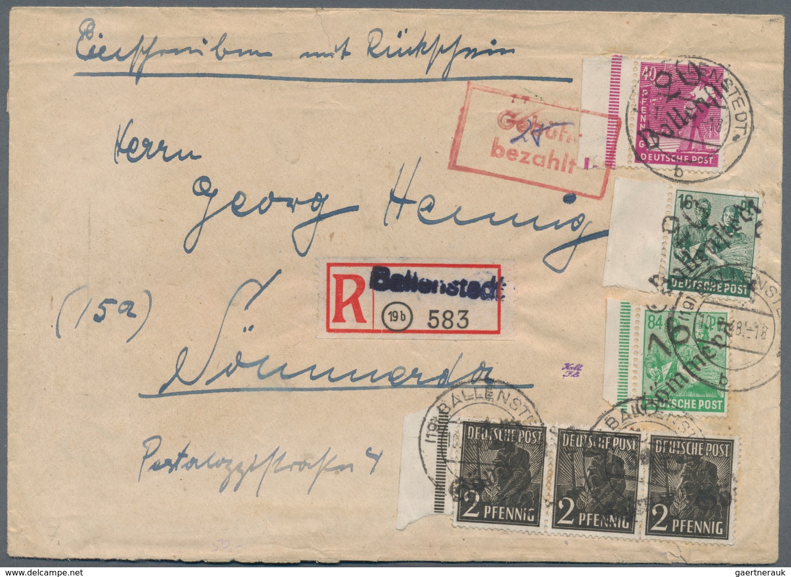 Sowjetische Zone - Bezirkshandstempel - IV - Bez. 20 (Halle): 1948, 16 Pfg. Und 40 Pfg. Arbeiter Je - Other & Unclassified