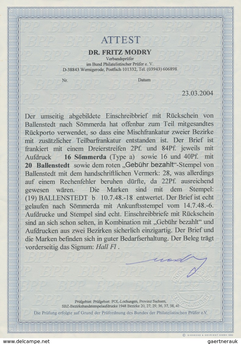 Sowjetische Zone - Bezirkshandstempel - IV - Bez. 20 (Halle): 1948, 16 Pfg. Und 40 Pfg. Arbeiter Je - Sonstige & Ohne Zuordnung