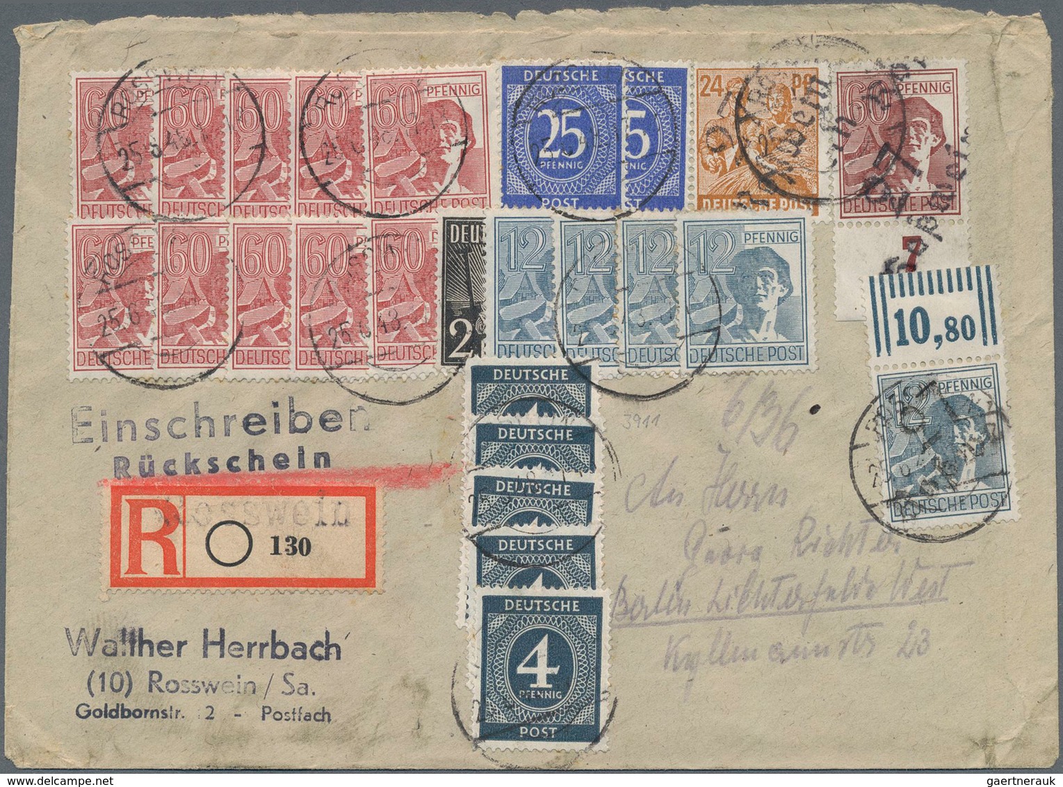 Sowjetische Zone - Bezirkshandstempel - V - Bez. 27 (Leipzig): 1948, 60 Pfg., 12 Pfg. Und 24 Pfg. Ar - Other & Unclassified