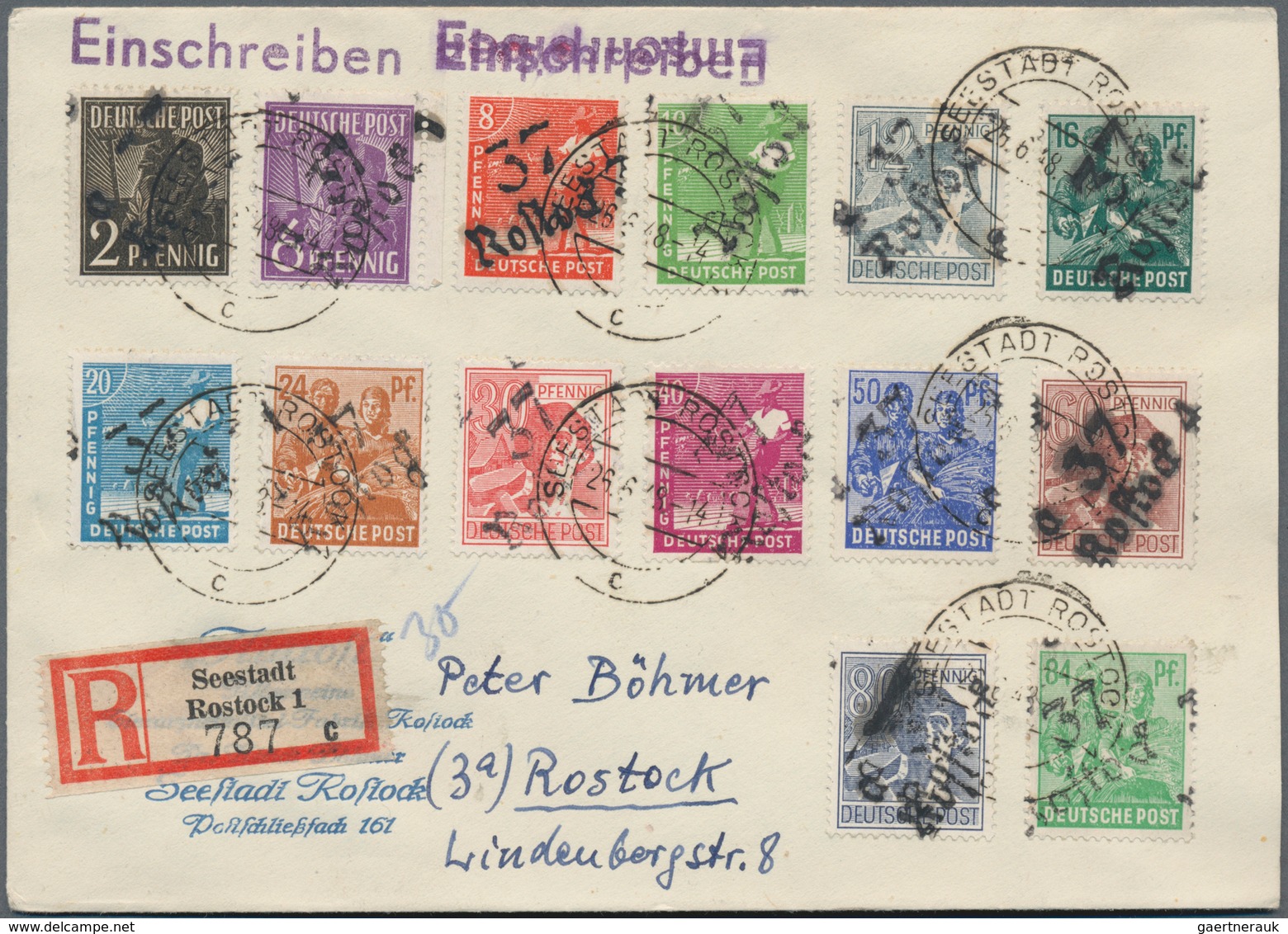 Sowjetische Zone - Bezirkshandstempel - VIII - Bez. 37 (Schwerin): 1948, Sammlerbrief Mit Arbeitersa - Autres & Non Classés