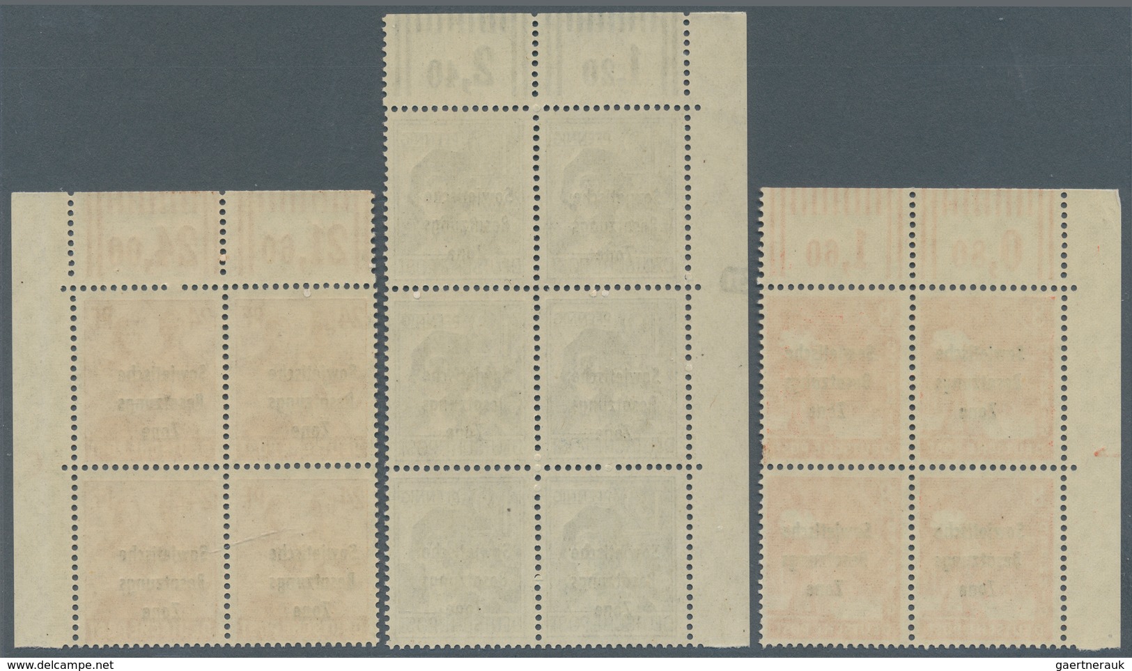 Sowjetische Zone - Allgemeine Ausgaben: 1948, 8 Pf, 12 Pf Und 24 Pf Mit Dreizeiligem Maschinenaufdru - Sonstige & Ohne Zuordnung