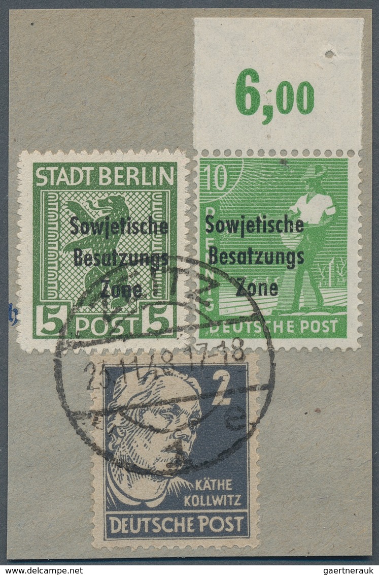 Sowjetische Zone - Allgemeine Ausgaben: 1948, 10 Pfg. Überdruckmarke In Der Farbe "c" Als Ndgz. Plat - Other & Unclassified