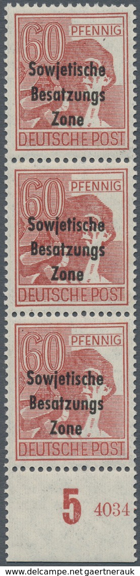 Sowjetische Zone - Allgemeine Ausgaben: 1948, 60 Pfg. Arbeiter Braunrot Mit Maschinen-Aufdruck Im Se - Other & Unclassified