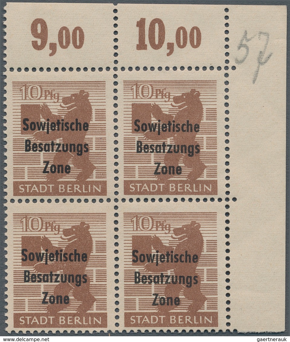 Sowjetische Zone - Allgemeine Ausgaben: 1948, Freimarken 10 Pf Auf Hellchromgelbem Papier, Gummierun - Other & Unclassified