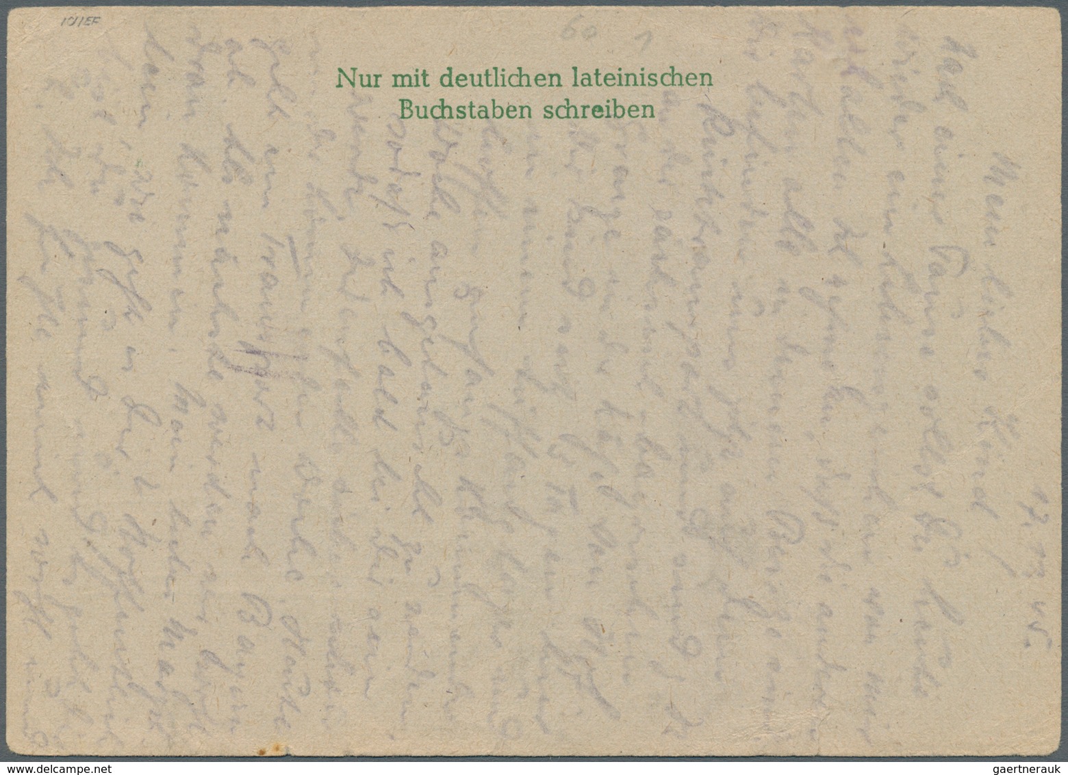 Sowjetische Zone - Ganzsachen: 1945, 6 Pf Grün Ganzsachenkarte Von Meckl.-Vorpommern, Rs. Mit Vollem - Autres & Non Classés