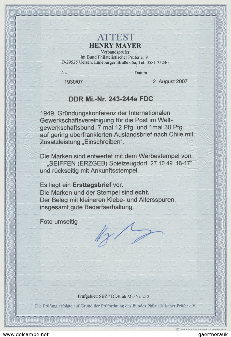 DDR: 1949, "Postgewerkschaft", Sieben Werte 12 Pfg. Und Randwert 30 Pfg. Als MiF Auf Gering überfran - Sonstige & Ohne Zuordnung