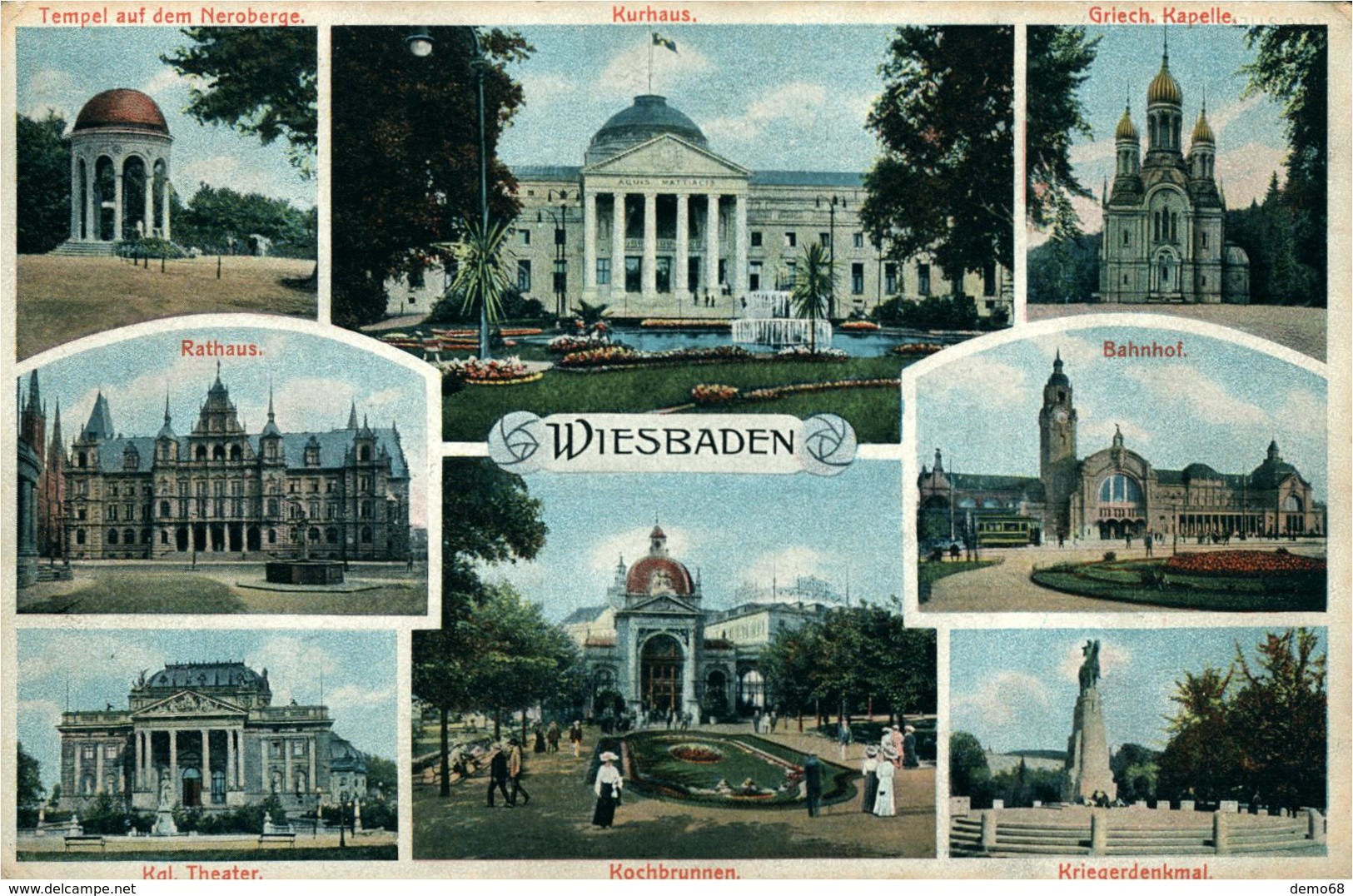 Wiesbaden Allemagne Deutschland Multi-vues  Superbe Carte Chromolitho Ancienne Non Circulée - Wiesbaden