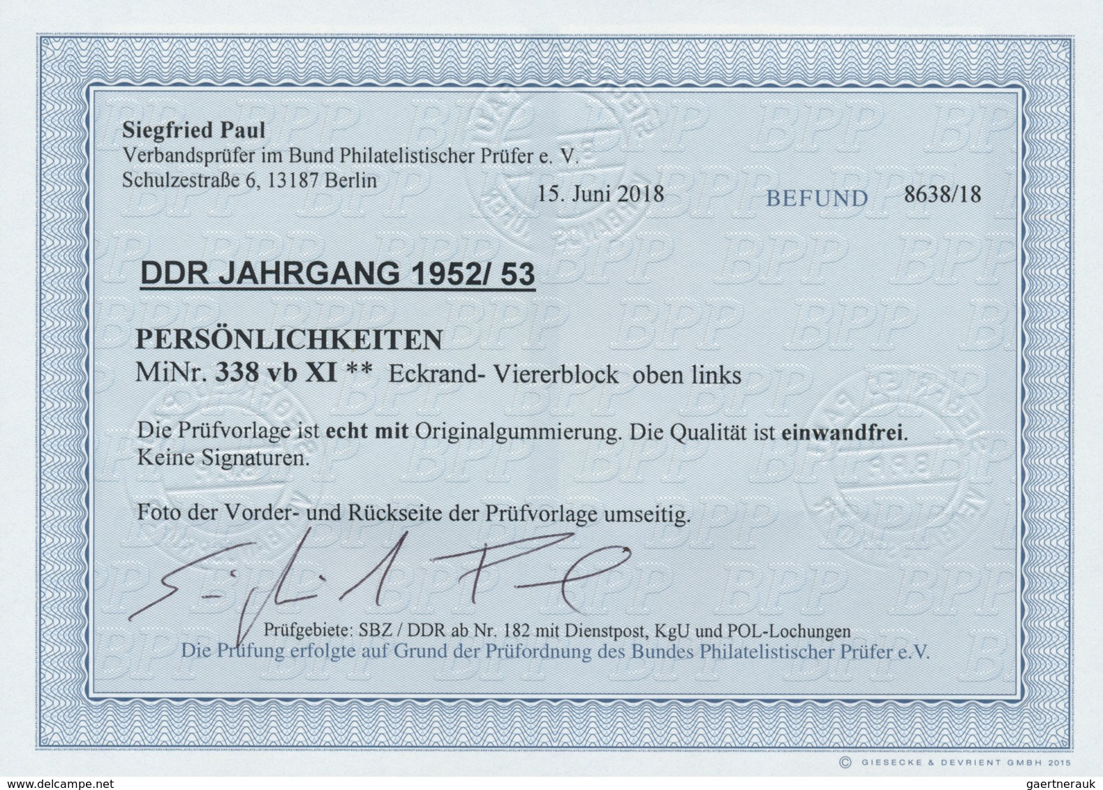 DDR: 1952, Persöhnlichkeiten 60 Pf. In Seltener B-Farbe Schwarzgrün Auf Gestrichenem Papier Mit WZ I - Sonstige & Ohne Zuordnung