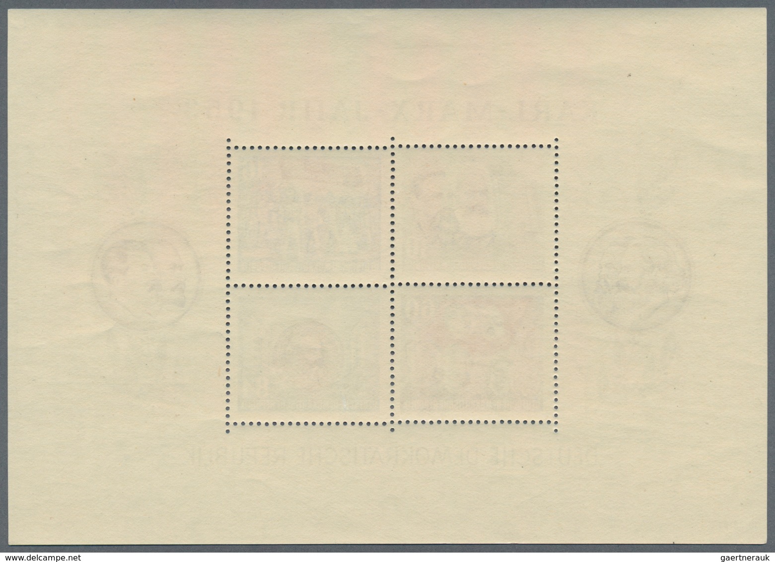 DDR: 1953, Marx-Blocks, komplette Garnitur gezähnt und geschnitten mit BEIDEN Wasserzeichenvarianten