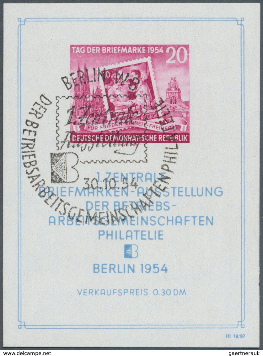 DDR: 1954. Blockausgabe "BAG Briefmarkenausstellung", Gestempelt, FB Schönherr BPP (2013): "Der Bloc - Sonstige & Ohne Zuordnung