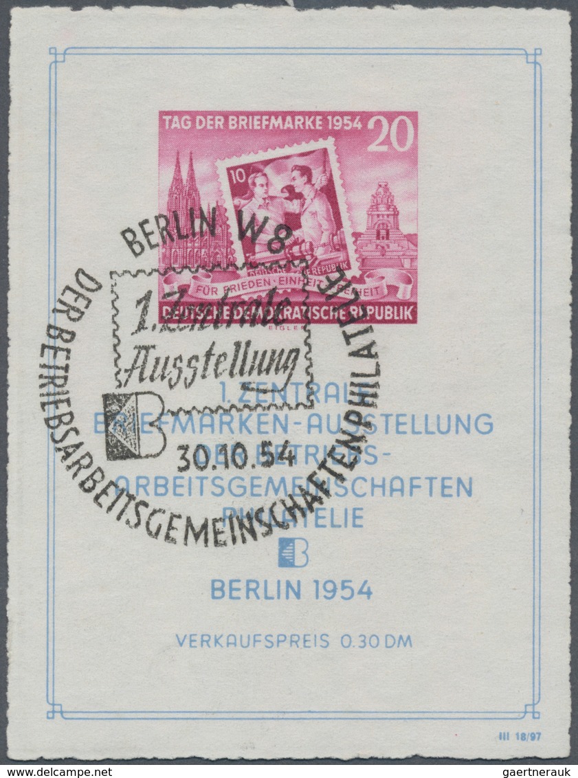 DDR: 1954, 20 Pfg. Briefmarkenausstellung Berlin-Block Mit ESST Und Sog. "Büttenrand" (durch Unschar - Sonstige & Ohne Zuordnung