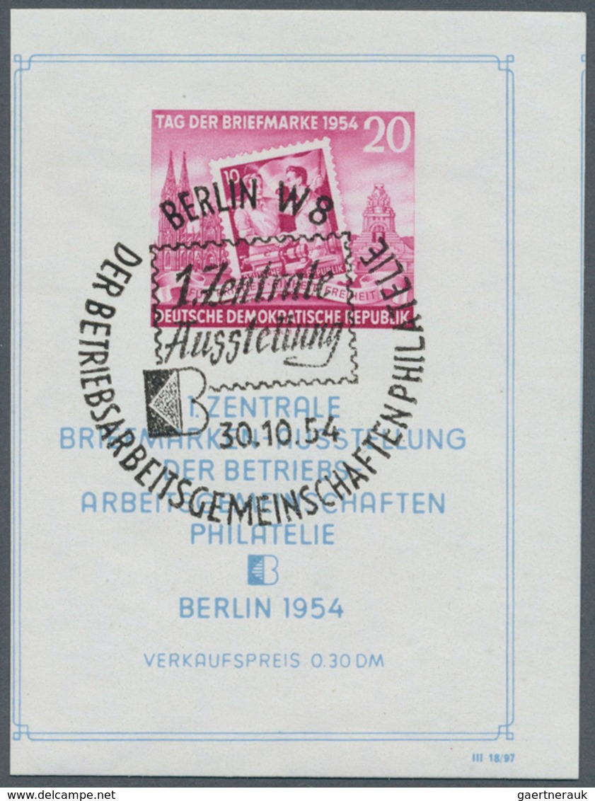 DDR: 1954, Block „Tag Der Briefmarke 1954” Mit Stark Nach Links Versetztem Druck (verschnittener Blo - Autres & Non Classés