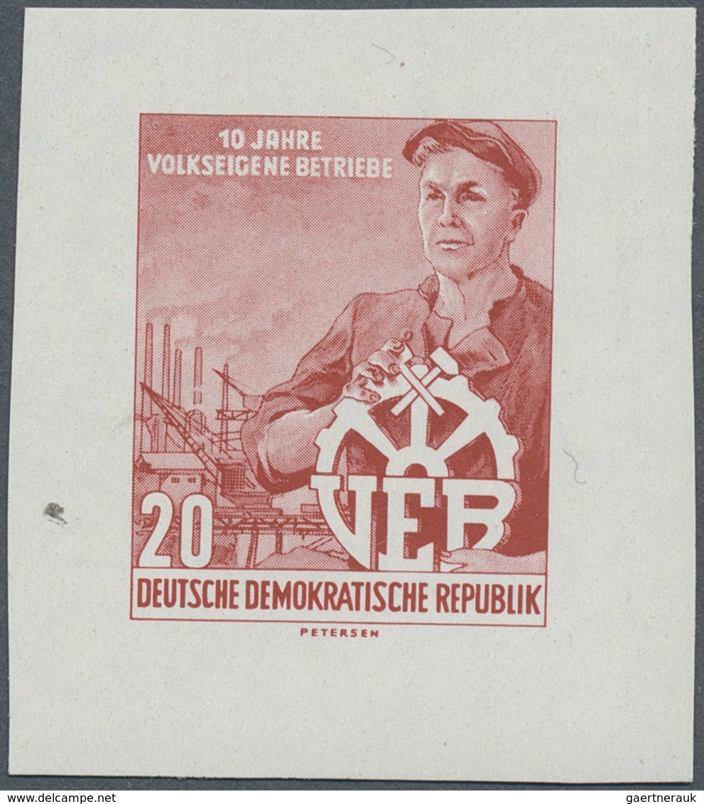 DDR: 1956, 10 Jahre Volkseigene Betriebe 20 Pf PROBEDRUCK Braunrot, Staatsbezeichnung Negativ, Ungez - Other & Unclassified