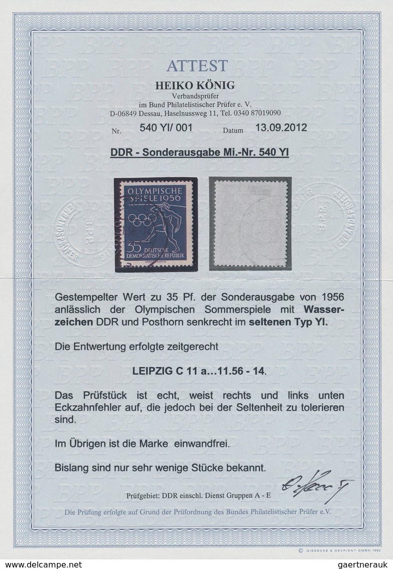 DDR: 1956. 35 Pf Olympiade, Zeitgerecht Gestempelt, Mit Wasserzeichen DDR Und Posthorn Senkrecht (Ty - Other & Unclassified