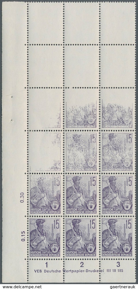 DDR: 1958, 15 Pf. Fünfjahrplan Bogenstück (18 Felder), Postfrisch,vom Linken Unteren Rand Mit Großfl - Autres & Non Classés