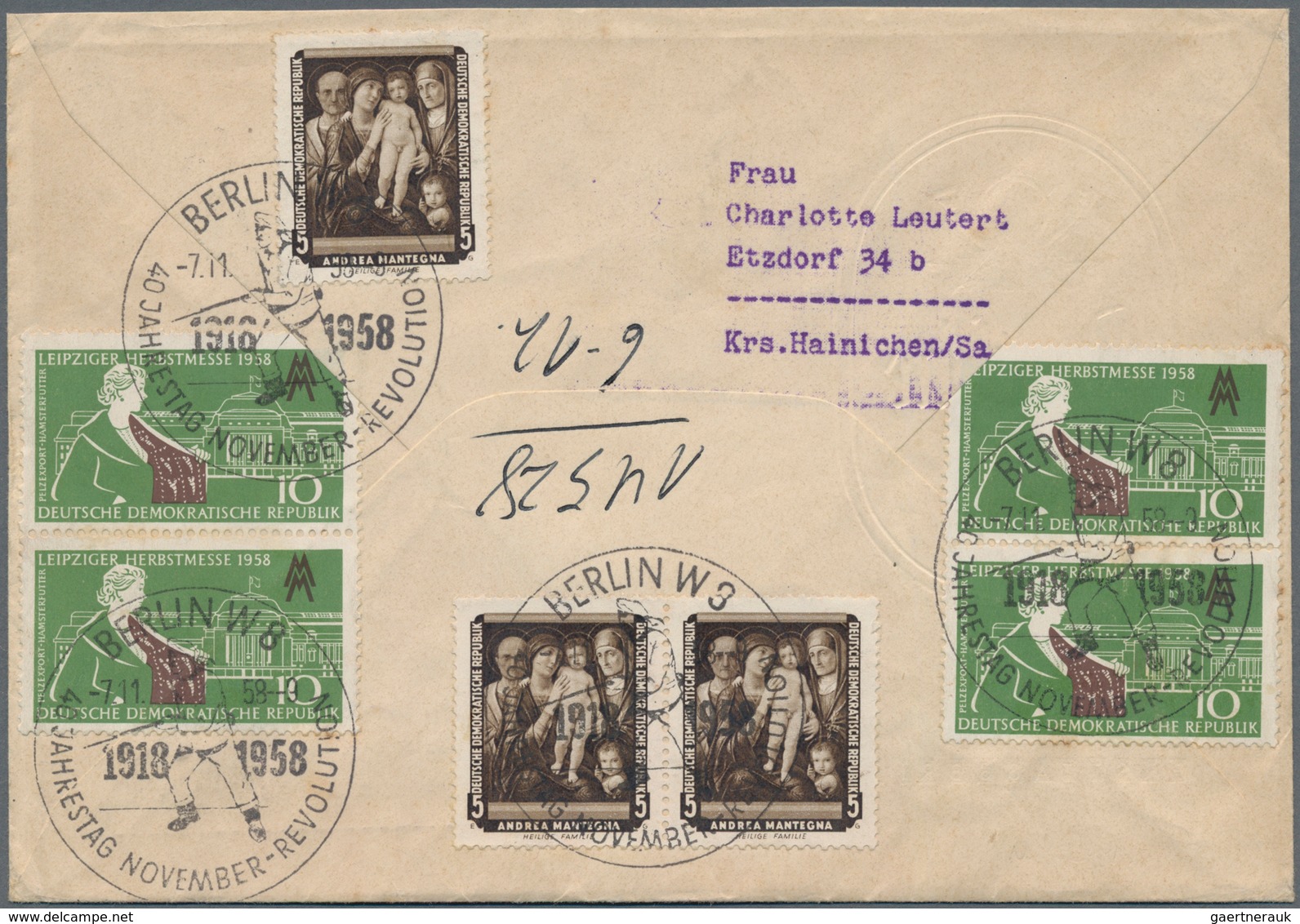 DDR: 1958, 20 Pfg. "Pappchinese" Auf Schmuck-FDC Mit ESST, Rs. Zusatzfrankatur Und Per Einschreiben - Sonstige & Ohne Zuordnung