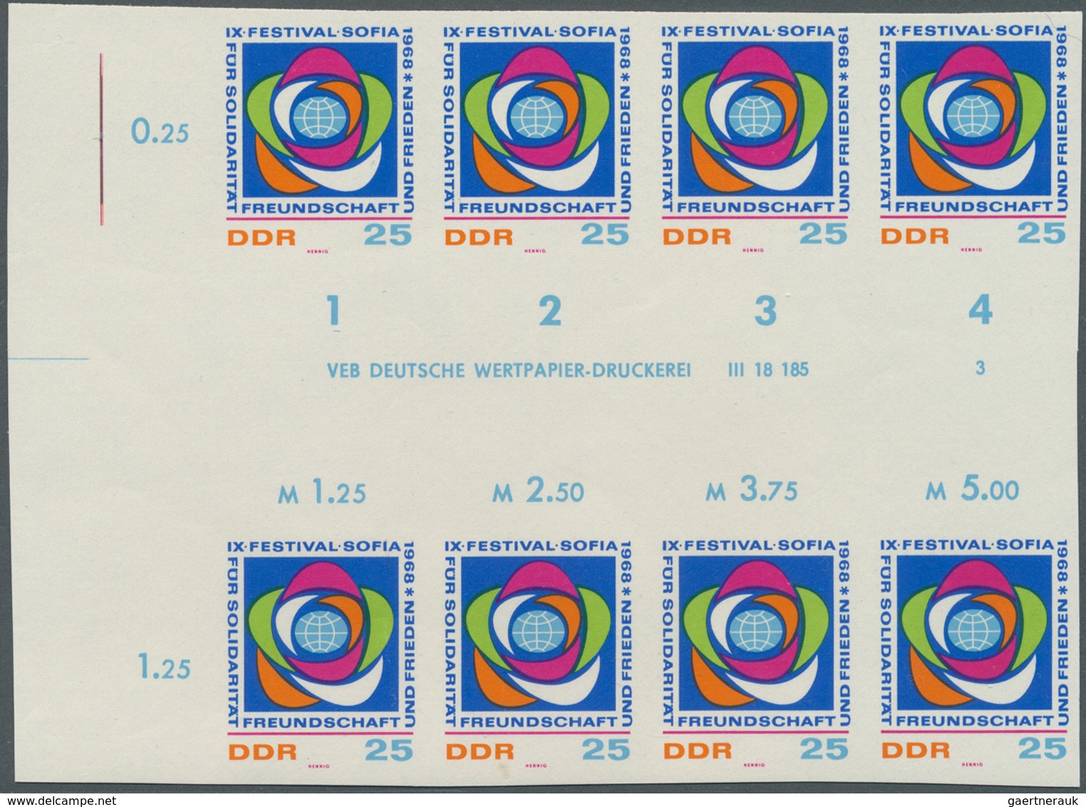 DDR: 1968, Weltfestspiele Der Jugend Und Studenten In Sofia 25 Pf. 'Emblem Der Weltfestspiele' In 6 - Autres & Non Classés