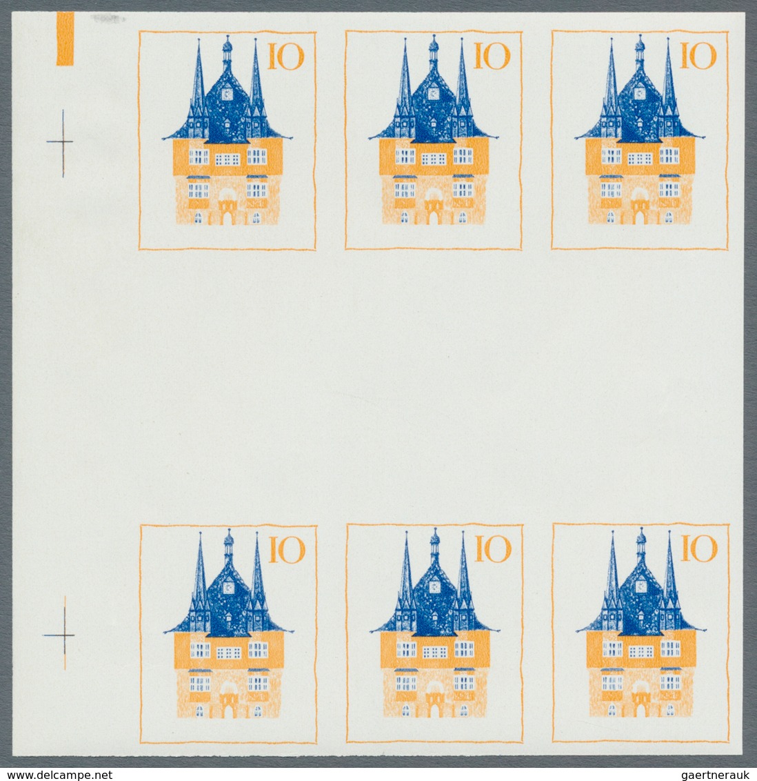 DDR: 1968, 10 Pfg. Wernigerode Im Geschnittenen 6-er-Block, Zwei Davon Mit Druckvermerk. Vier Postfr - Other & Unclassified